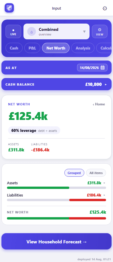 CrestCast app screenshot: Net Worth